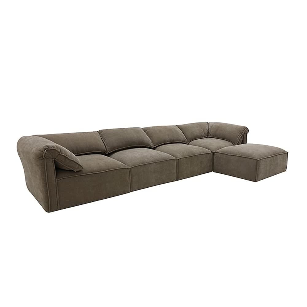 Kai Tribute Walnut Modular Sofa - 4 Seater and Ottoman color Tribute Walnut