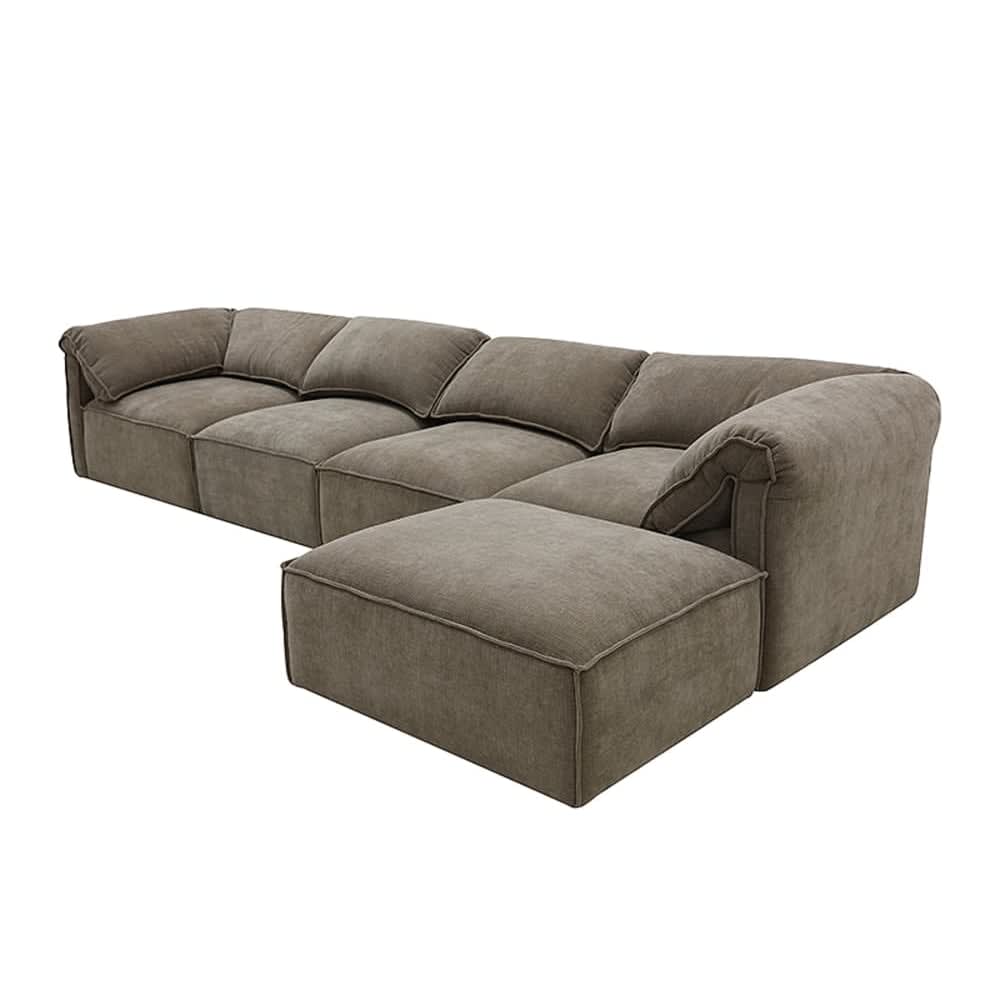 Kai Tribute Walnut Modular Sofa - 4 Seater and Ottoman color Tribute Walnut