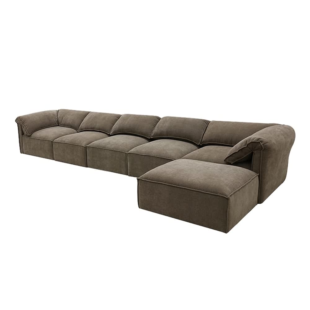 Kai Tribute Walnut Modular Sofa - 5 Seater and Ottoman color Tribute Walnut