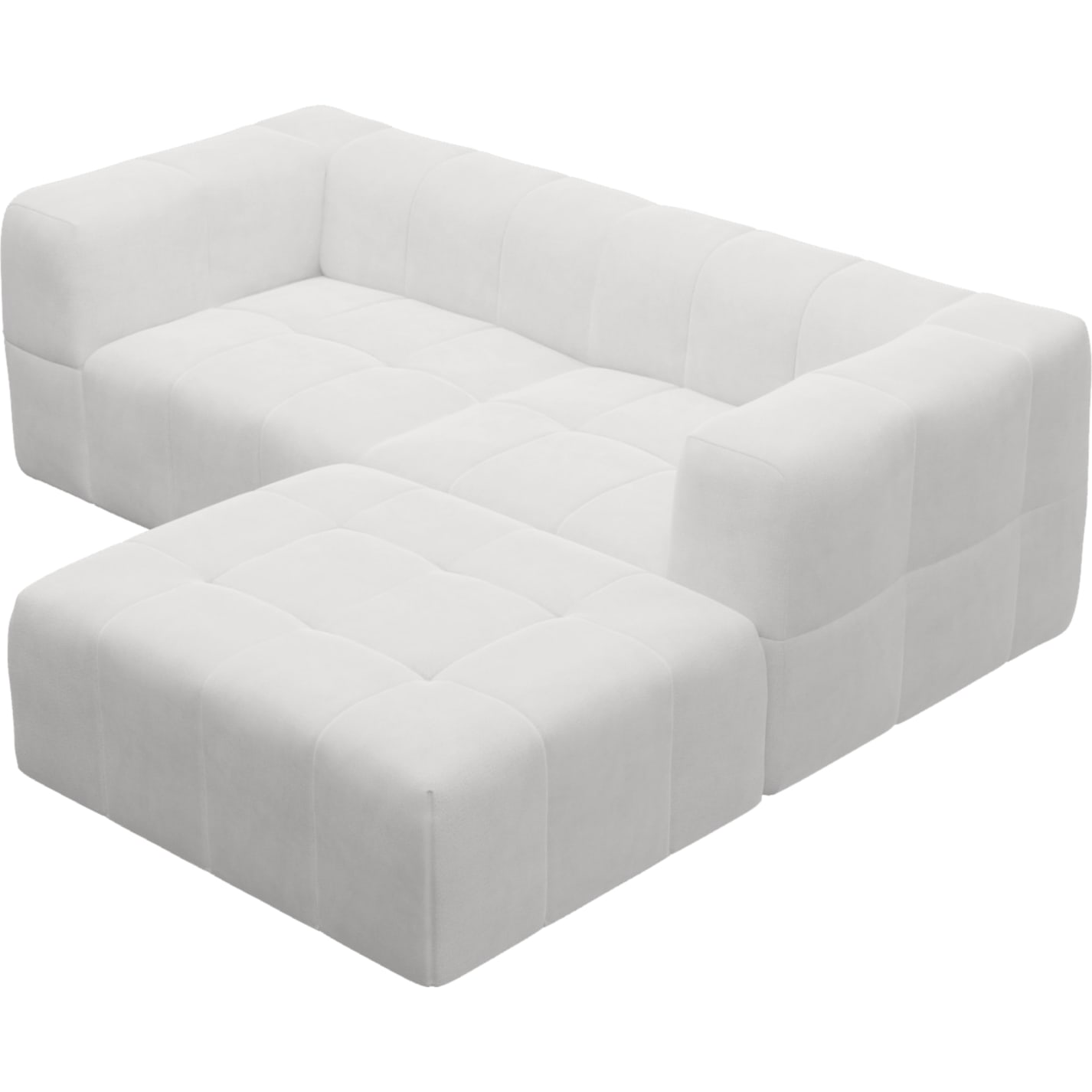 Lucello Muse Frost Modular Sofa with Ottoman - 3 Piece color Muse Frost