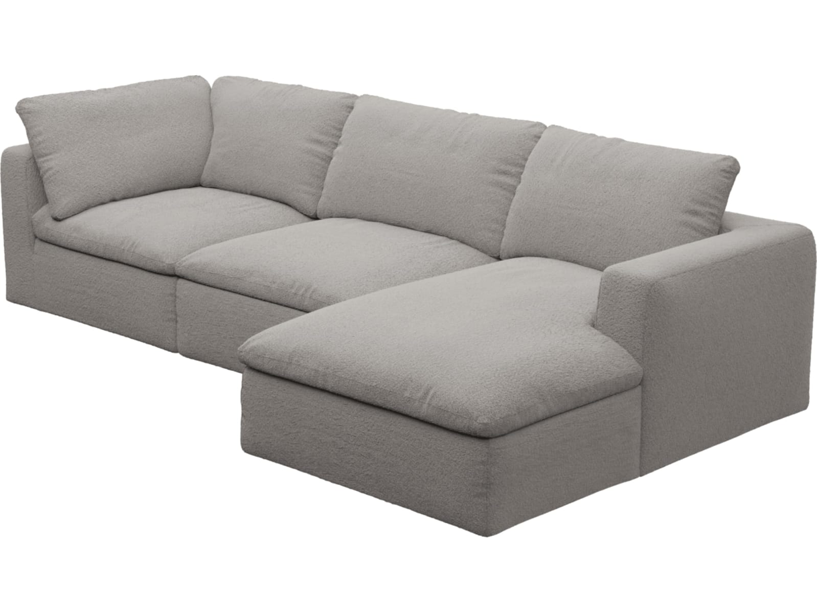Cloud Deep Boucle Pumice Modular Sofa - 3 Seater Chaise color Boucle Pumice
