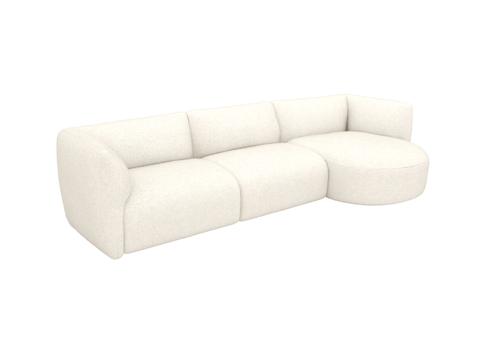 Dillon Boucle Ivory Round Chaise Sofa - 3 Seater color Boucle Ivory