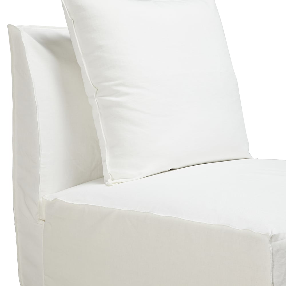 Como Linen Armless Slipper Chair Pure White - 1 Seater color Pure White