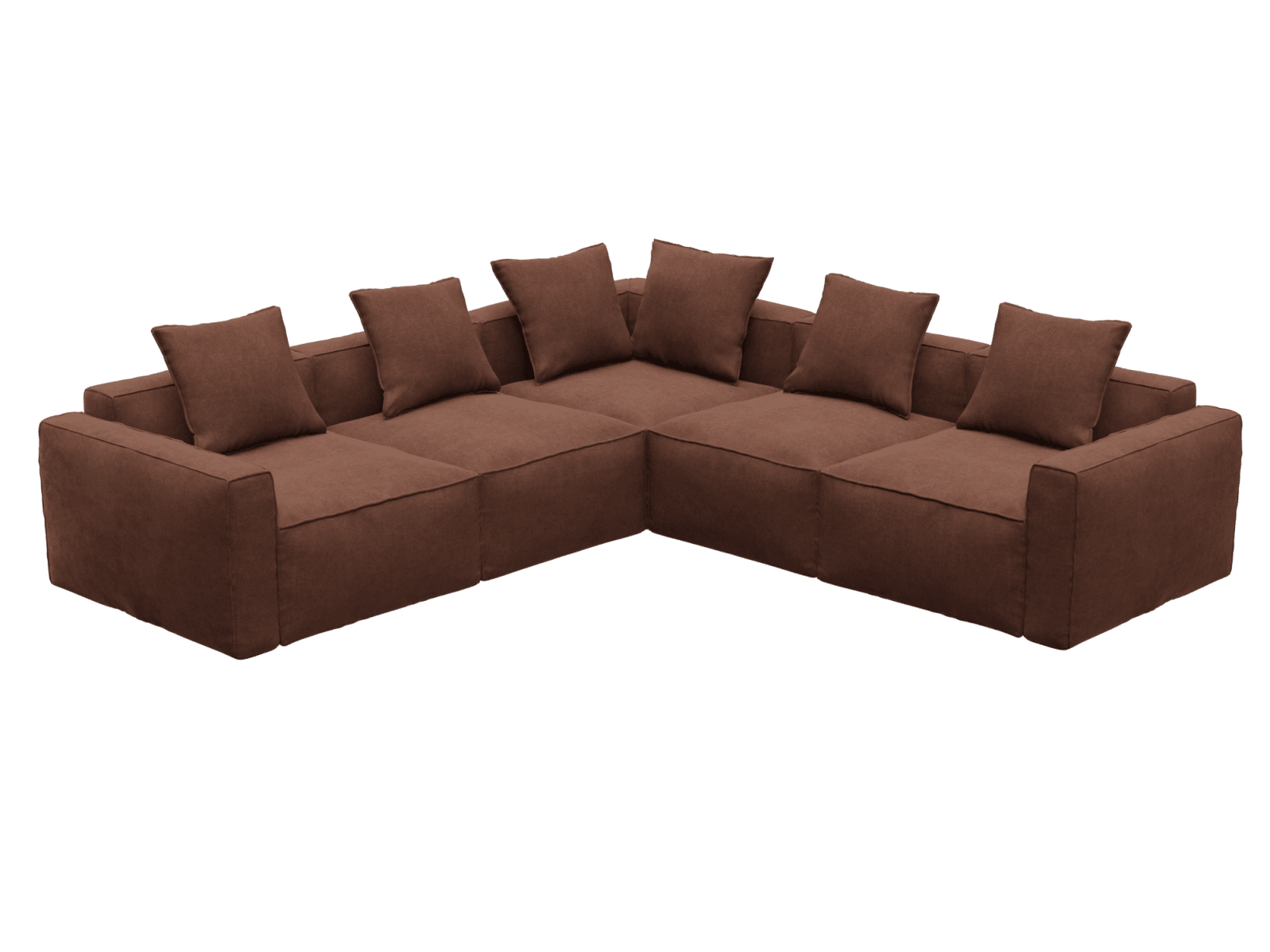 Riley Apt Muse Rust Corner Sofa - 5 Seater color Muse Rust