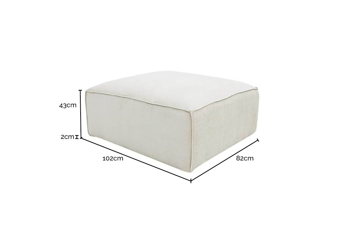 Riley California Charcoal Modular Small Ottoman color California Charcoal