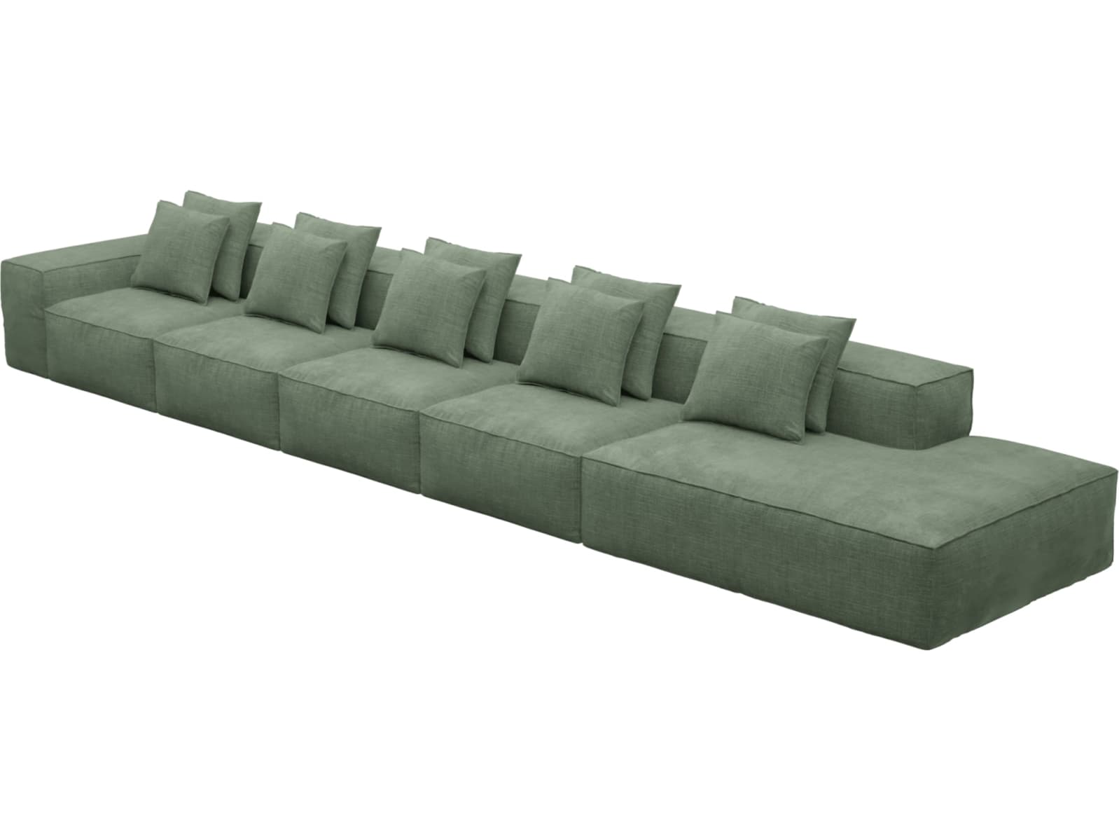 Riley Tribute Dark Jade Modular Sofa - 1x Arm, 4x Armless, 1x Right Terminal color Tribute Dark Jade
