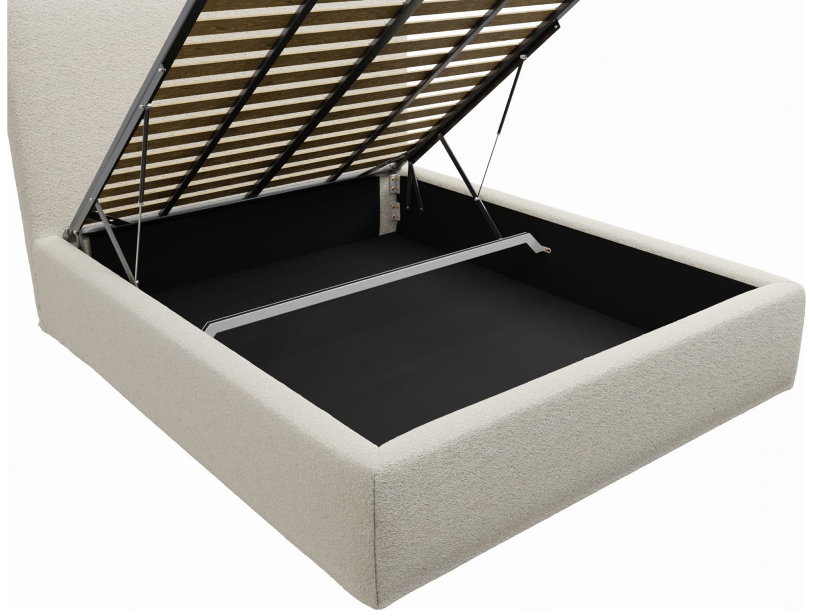 Willow Gas Lift Bed Boucle Ivory color Boucle Ivory