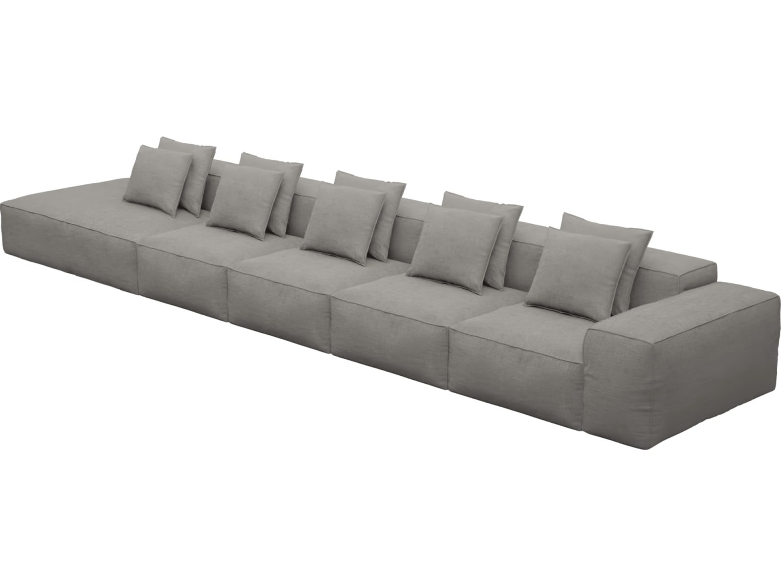 Riley Isla Soft Grey Modular Sofa - 1x Arm, 4x Armless, 1x Left Terminal color Isla Soft Grey