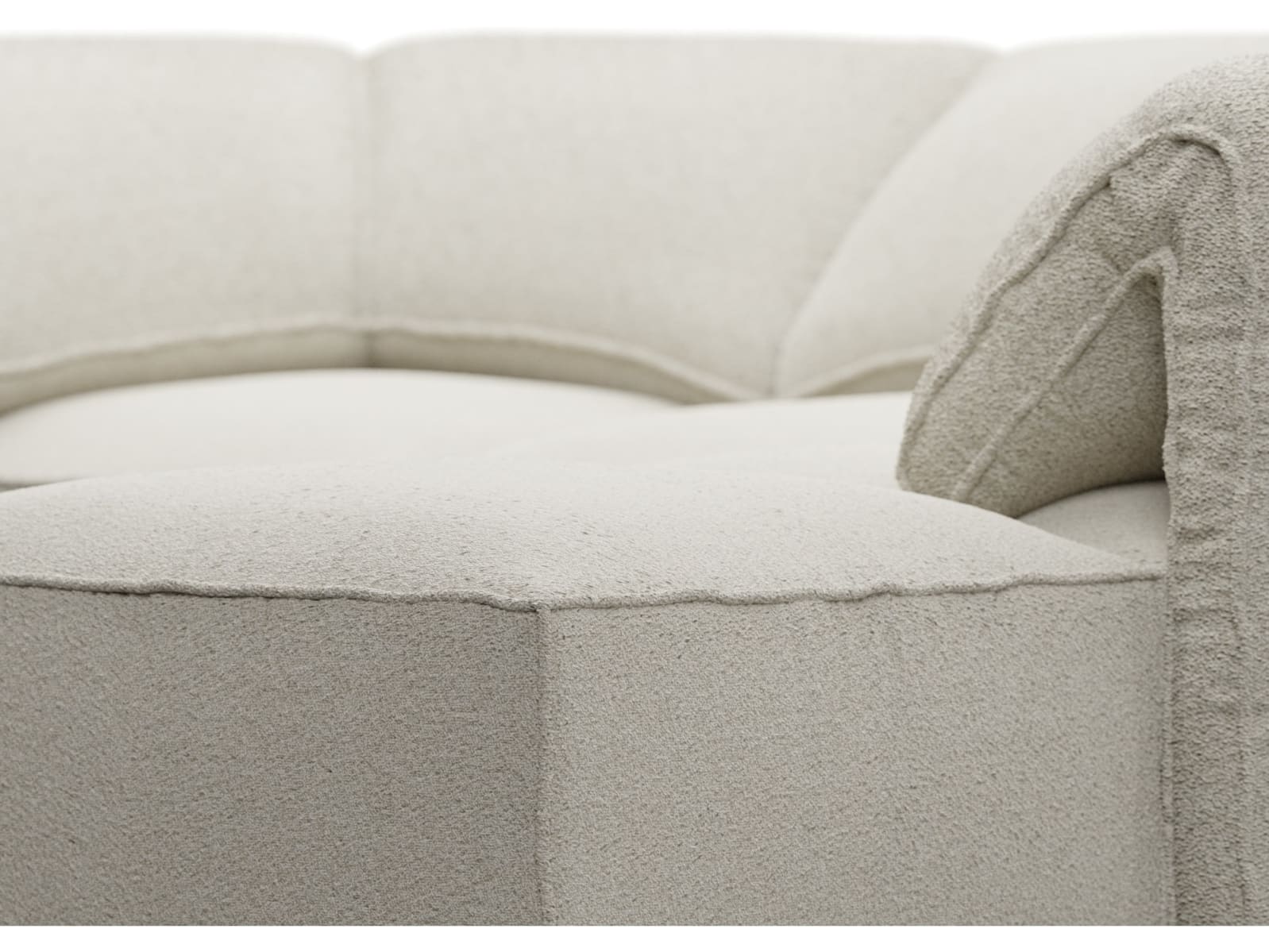 Kai Boucle Ivory Modular Sofa - 4 Seater and Ottoman color Boucle Ivory