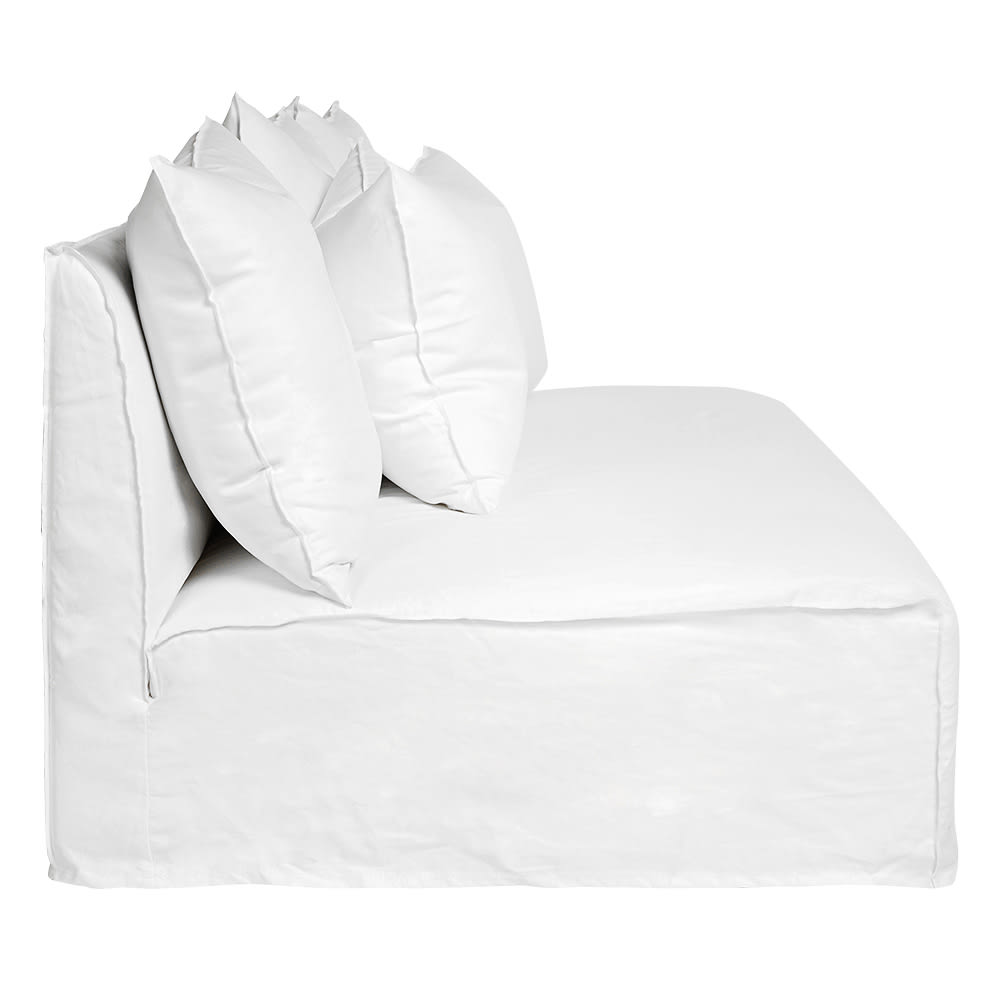 Como Linen Deep Armless Sofa Cover Pure White - 3 Seater color Linen Pure White