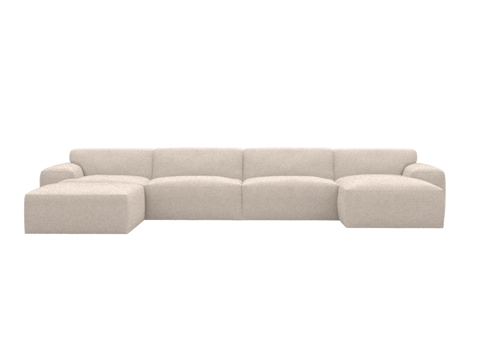 Copenhagen Boucle Pumice Chaise Sofa - 5 Seater U Shaped Modular color Boucle Pumice