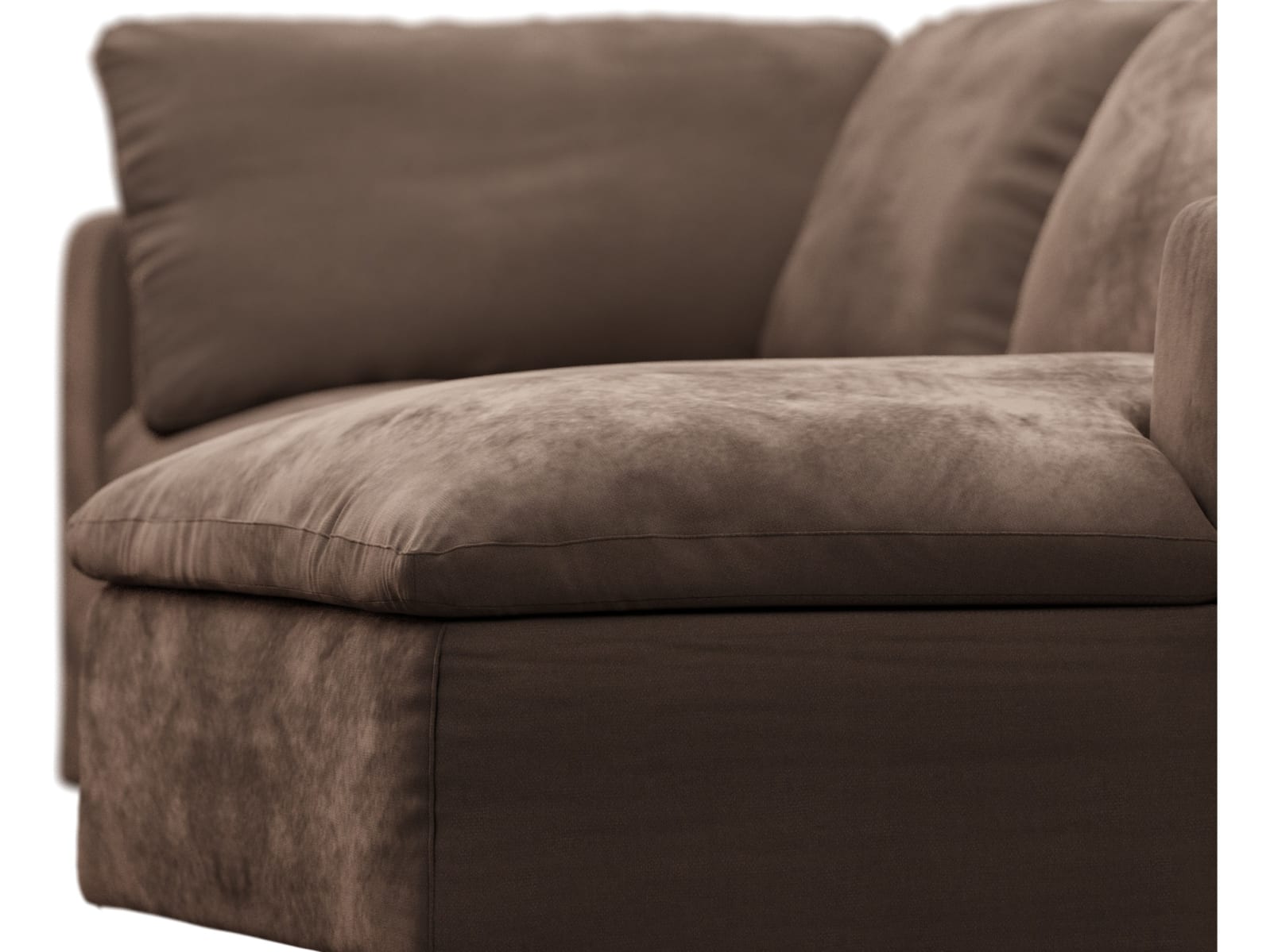 Cloud Deep Muse Chocolate Modular Sofa - 3 Seater Chaise color Muse Chocolate