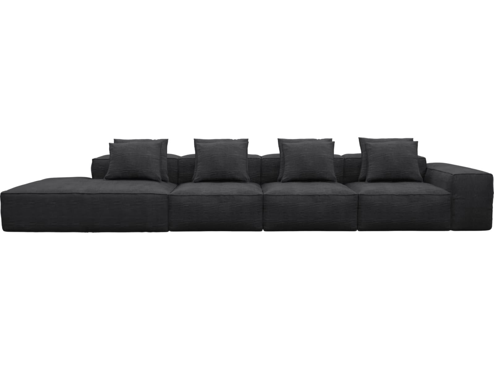 Riley Plaza Flint Grey Modular Sofa - 1x Arm, 3x Armless, 1x Left Terminal color Plaza Flint Grey