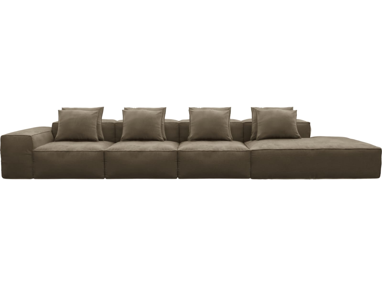 Riley Tribute Walnut Modular Sofa - 1x Arm, 3x Armless, 1x Right Terminal color Tribute Walnut