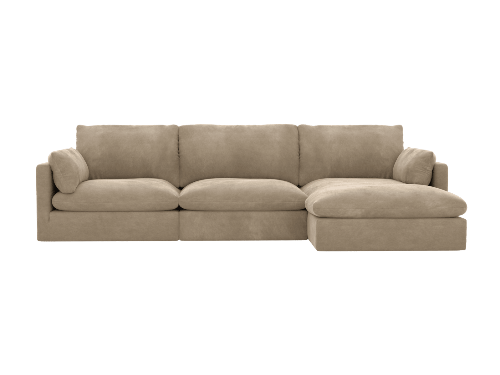 Willow Muse Soft Brown Chaise Sofa - 3 Seater color Muse Soft Brown