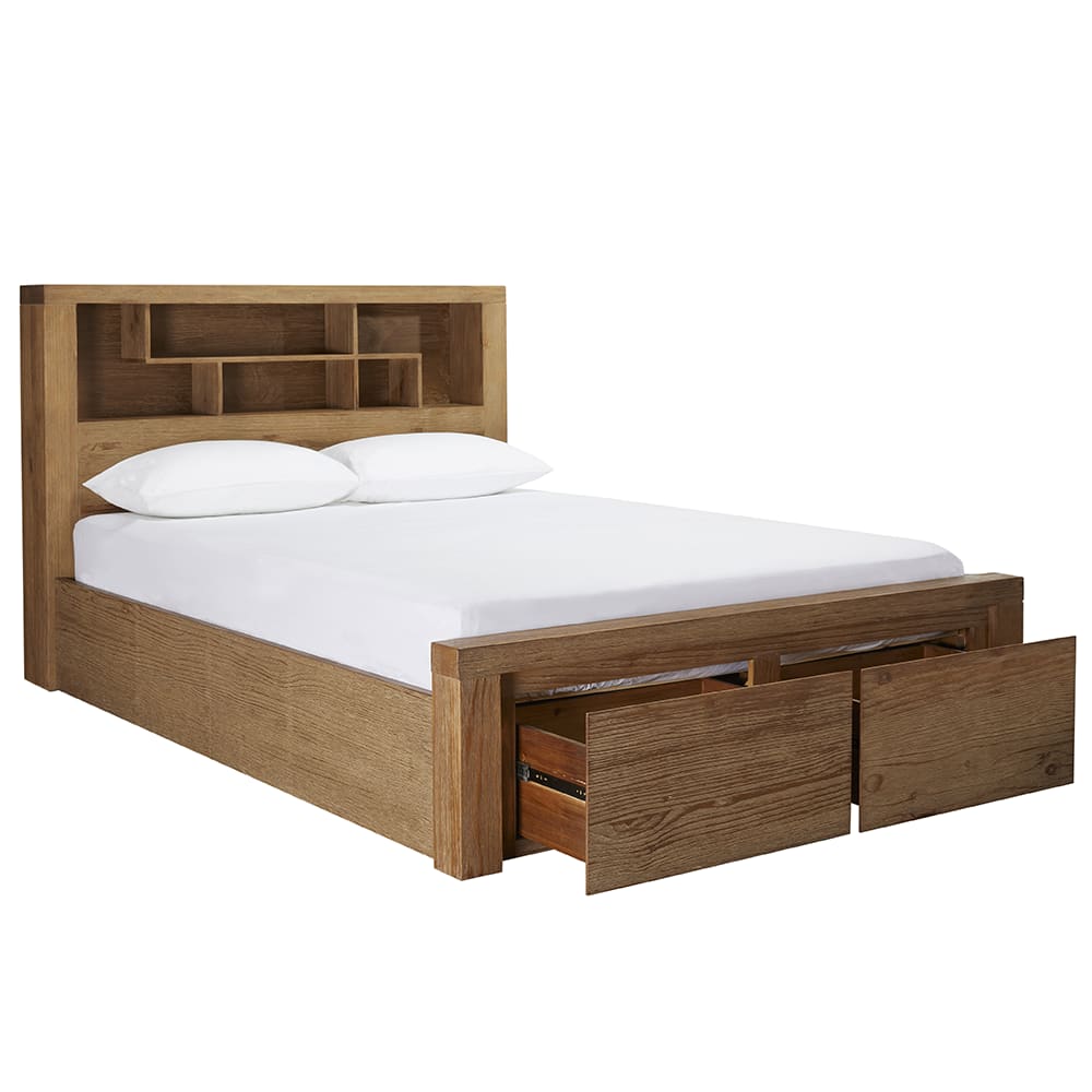 Hobart Bookend Storage Bed Frame color Rustic Brown