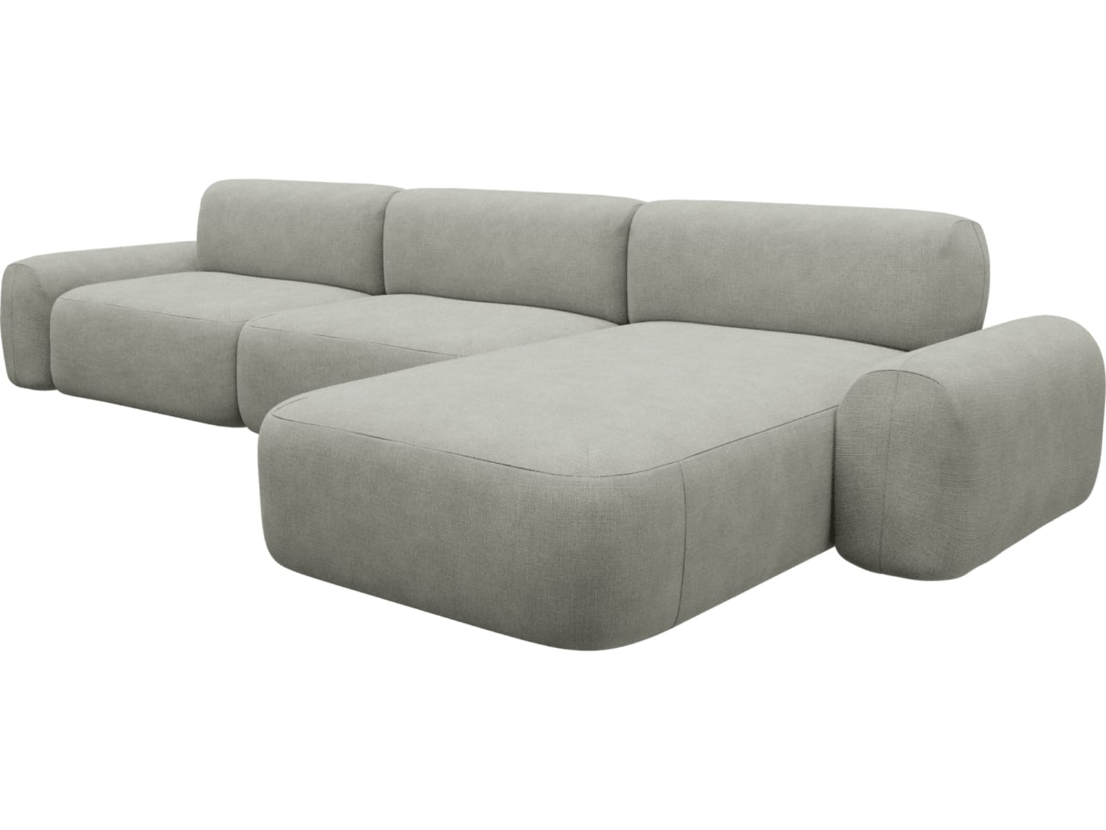Beckett Toorak Pebble Chaise Sofa - 3 Seater color Toorak Pebble