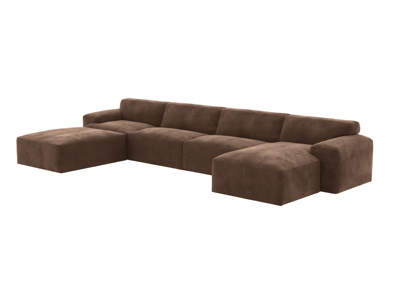 Copenhagen Muse Chocolate Chaise Sofa - 5 Seater U Shaped Modular color Muse Chocolate