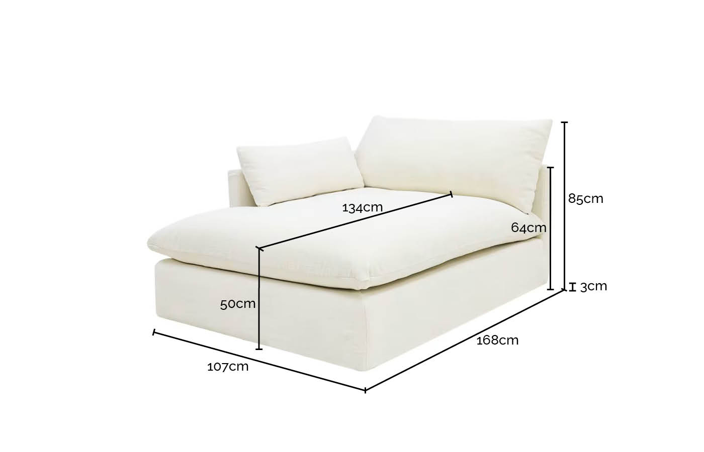 Willow Muse Soft Brown Chaise Left Arm Facing Sofa Module color Muse Soft Brown