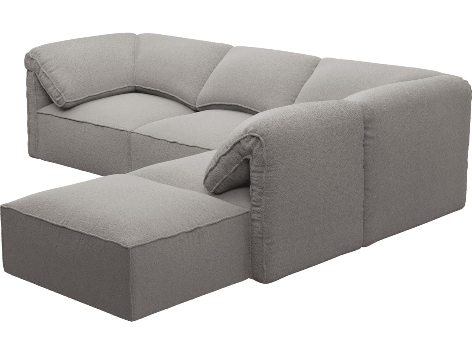 Kai Boucle Pumice Modular Sofa - 4 Seater and Ottoman color Boucle Pumice