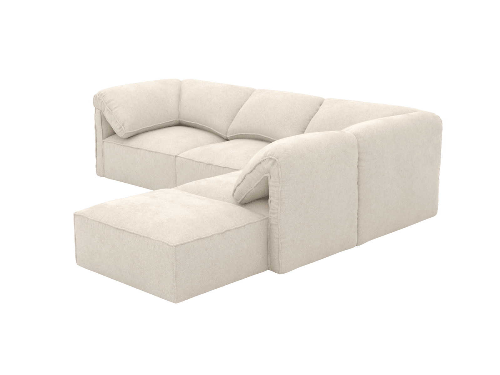 Kai Muse Flax Modular Sofa with Ottoman - 4 Seater color Muse Flax