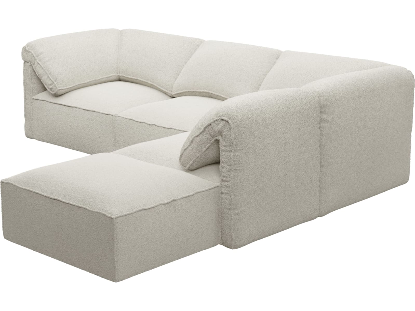 Kai Boucle Ivory Modular Sofa - 4 Seater and Ottoman color Boucle Ivory