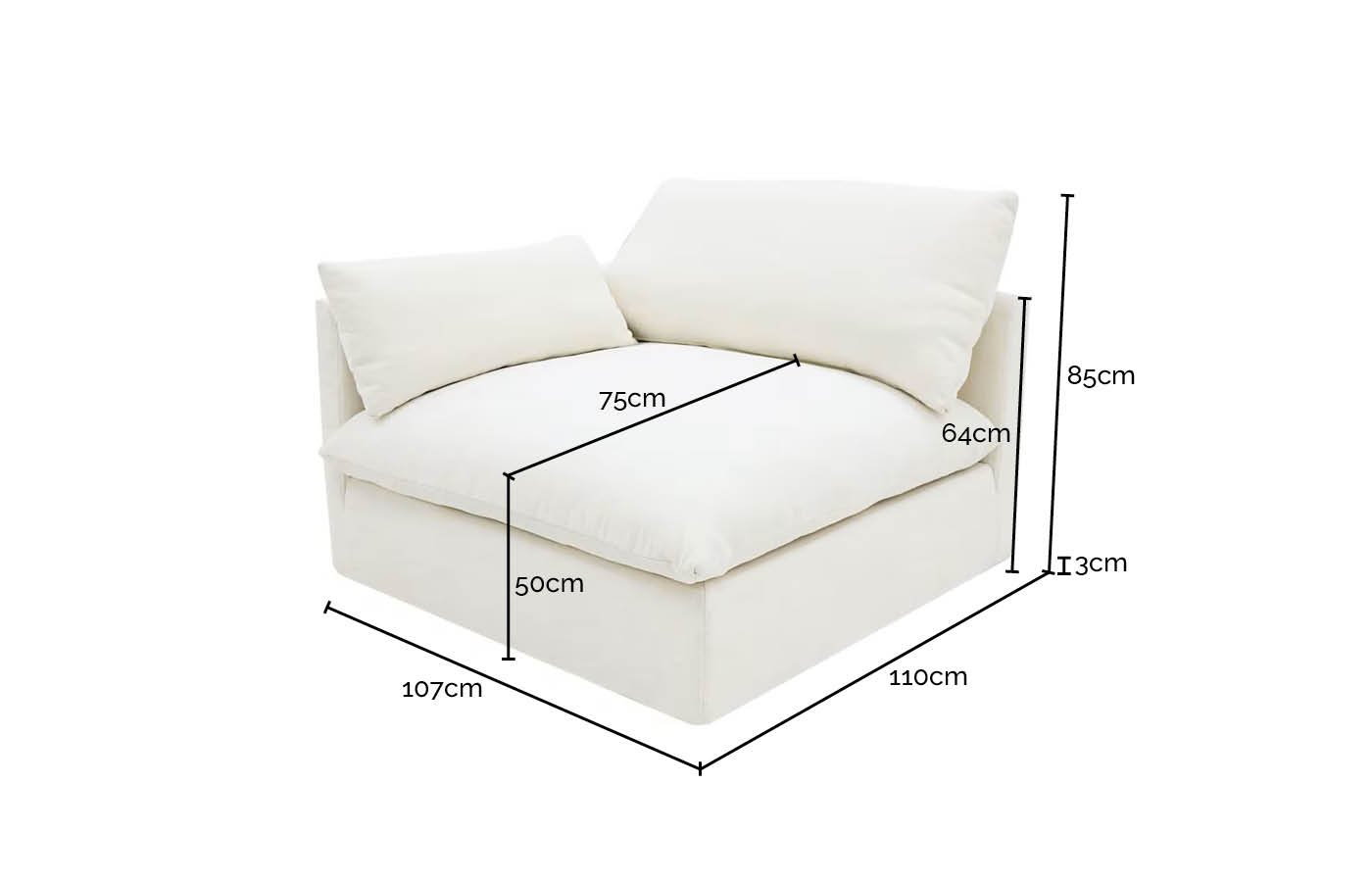 Willow Avon Honey 1 Seat Left Arm Facing Sofa Module color Avon Honey
