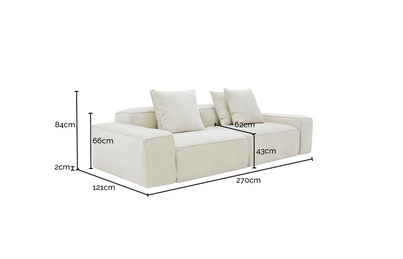Riley Avon Honey Modular Sofa - 2 Seater color Avon Honey