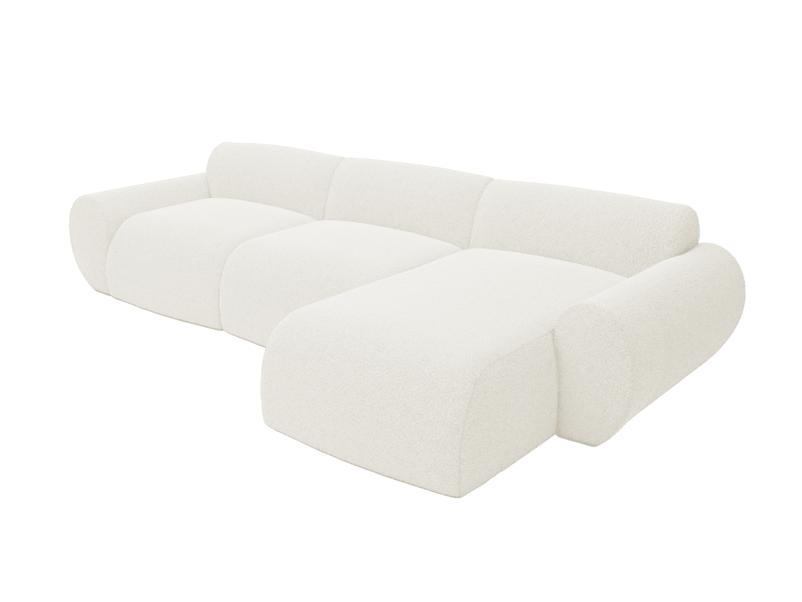 Malmo Boucle Ivory Chaise Sofa - 3 Seater color Boucle Ivory
