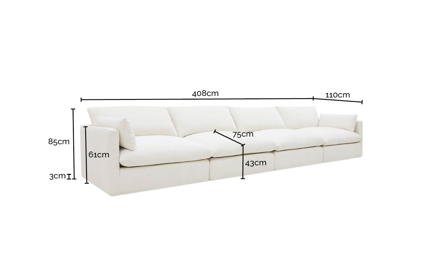Willow Avon Sage Modular Sofa - 4 Seater color Avon Sage