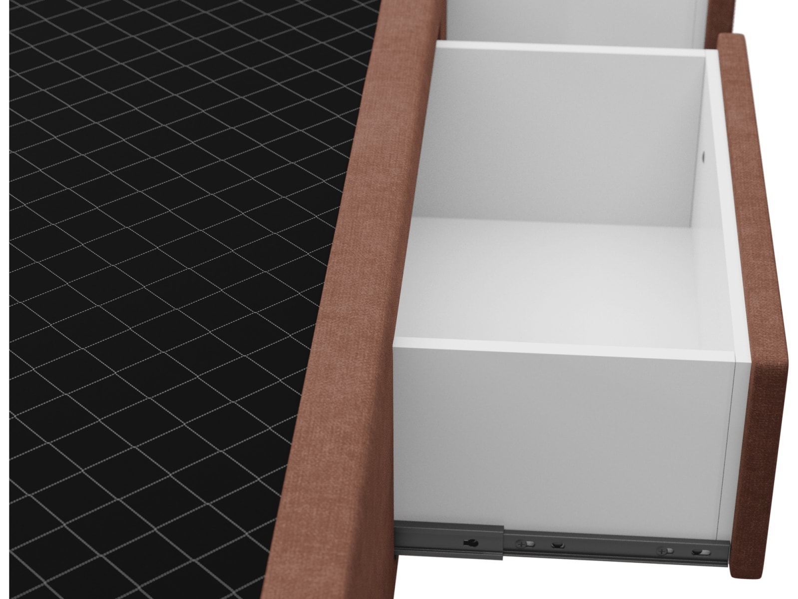 Zenith Storage Drawer Bed Base Muse Rust color Muse Rust