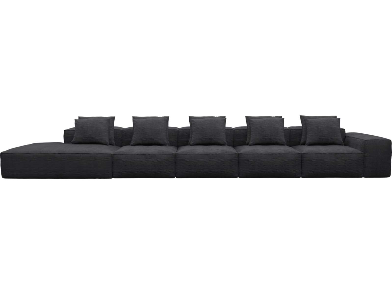 Riley Plaza Flint Grey Modular Sofa - 1x Arm, 4x Armless, 1x Left Terminal color Plaza Flint Grey