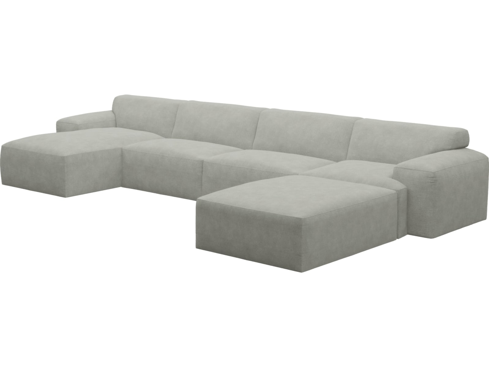 Copenhagen Toorak Pebble Chaise Sofa - 5 Seater U Shaped Modular color Toorak Pebble