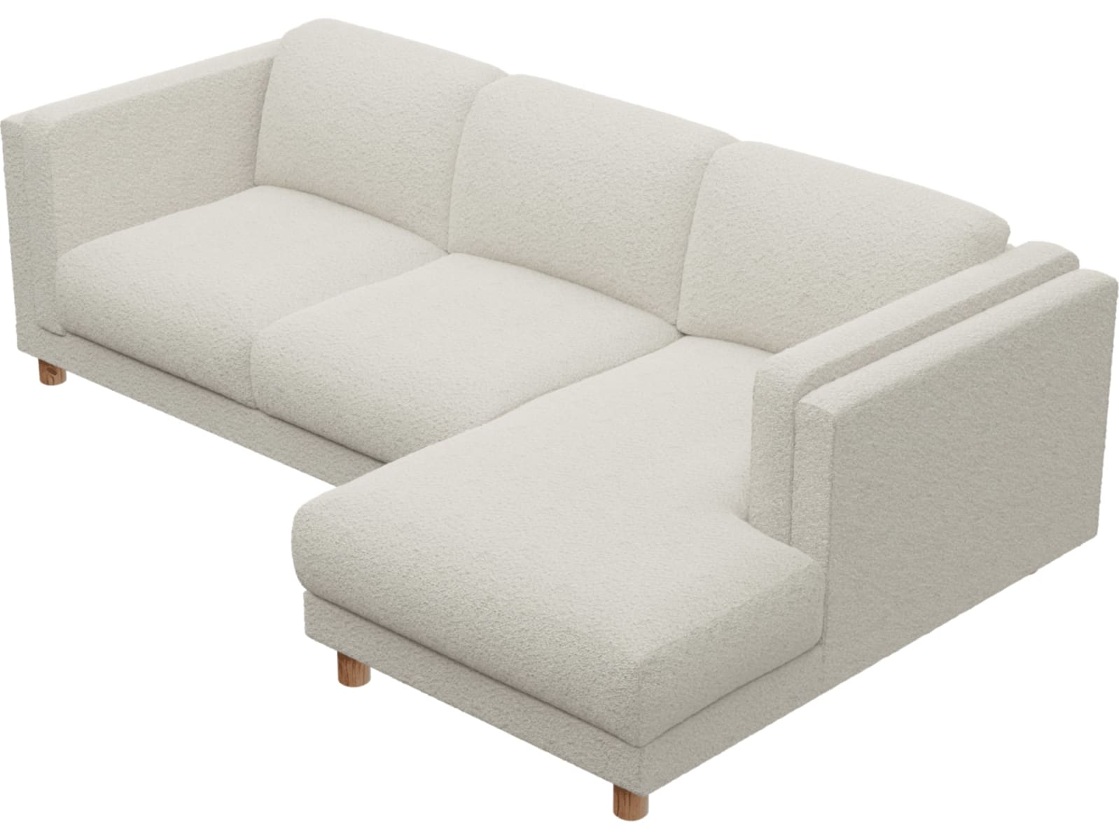 Hayes Boucle Ivory Chaise Sofa - 3 Seater color Boucle Ivory