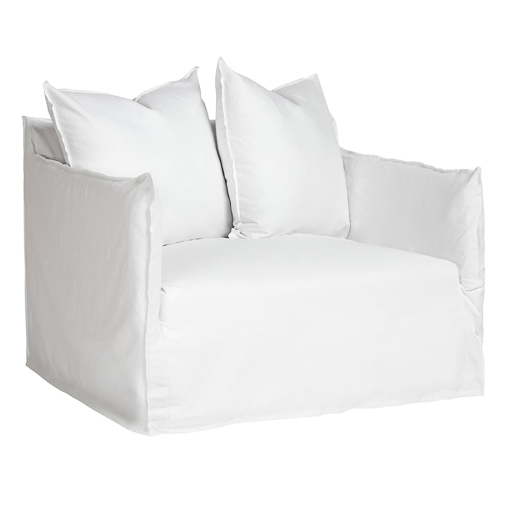 Como Linen Darling Chair Pure White - 1.5 Seater color Linen Pure White