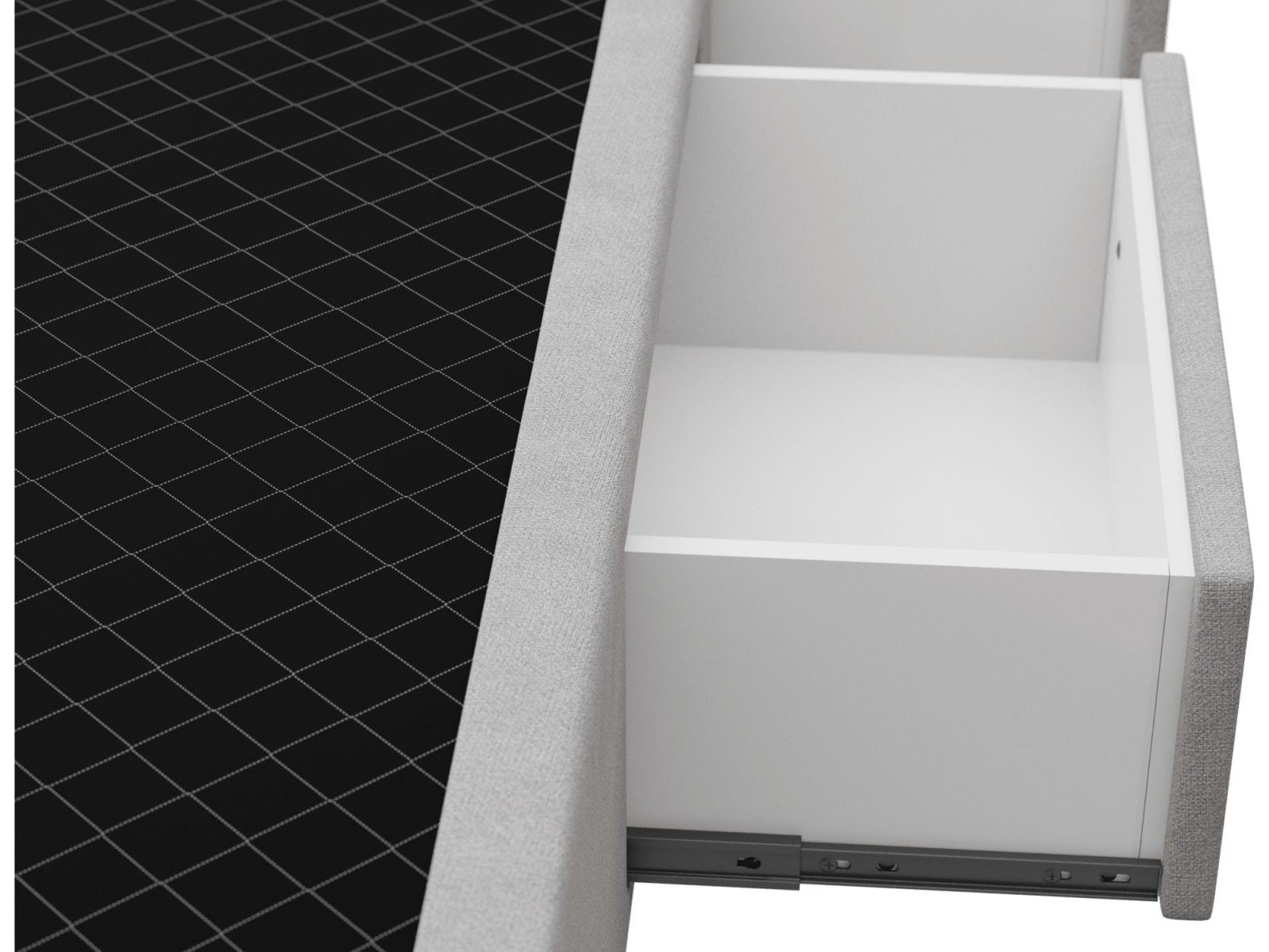 Zenith Storage Drawer Bed Base View Steel color View Steel