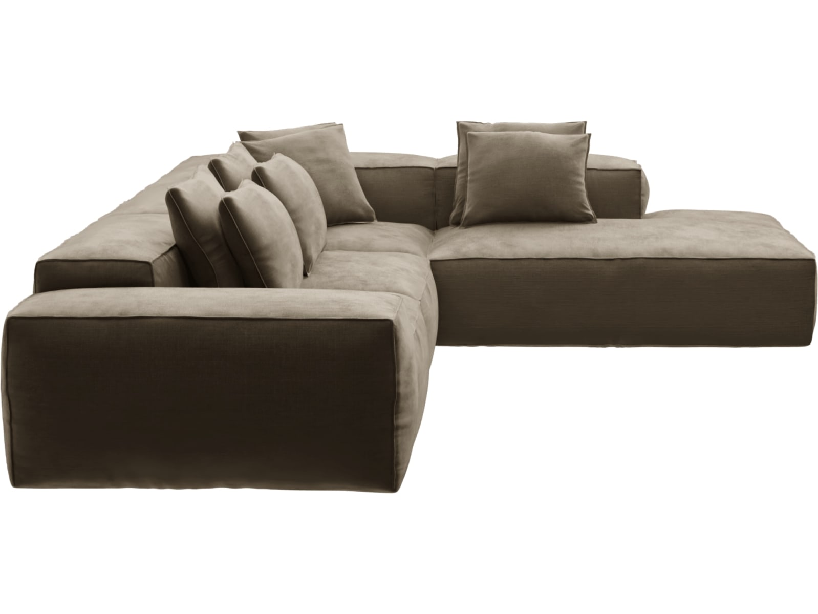 Riley Tribute Walnut Modular Sofa - Arm, 2x Armless, Corner, Right Terminal color Tribute Walnut
