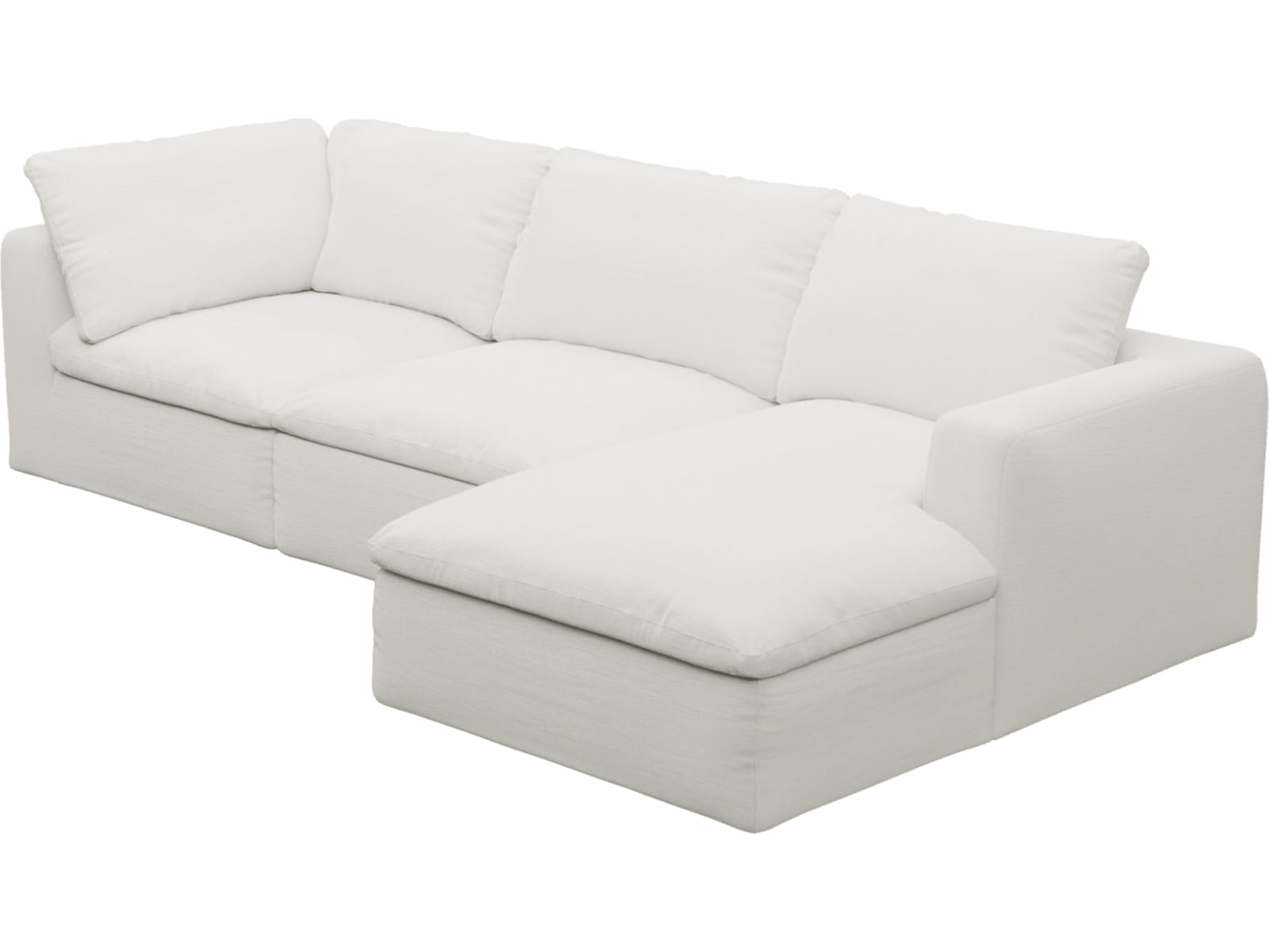 Cloud Deep Tribute Ice Modular Sofa - 3 Seater Chaise color Tribute Ice