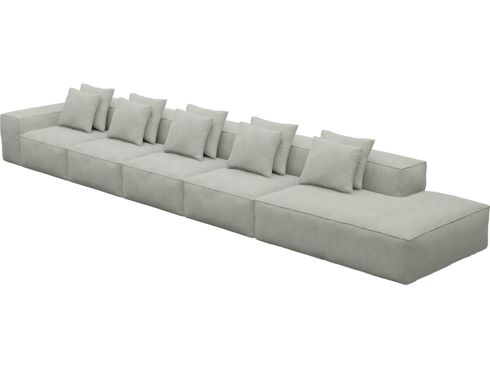 Riley Toorak Pebble Modular Sofa - 1x Arm, 4x Armless, 1x Right Terminal color Toorak Pebble