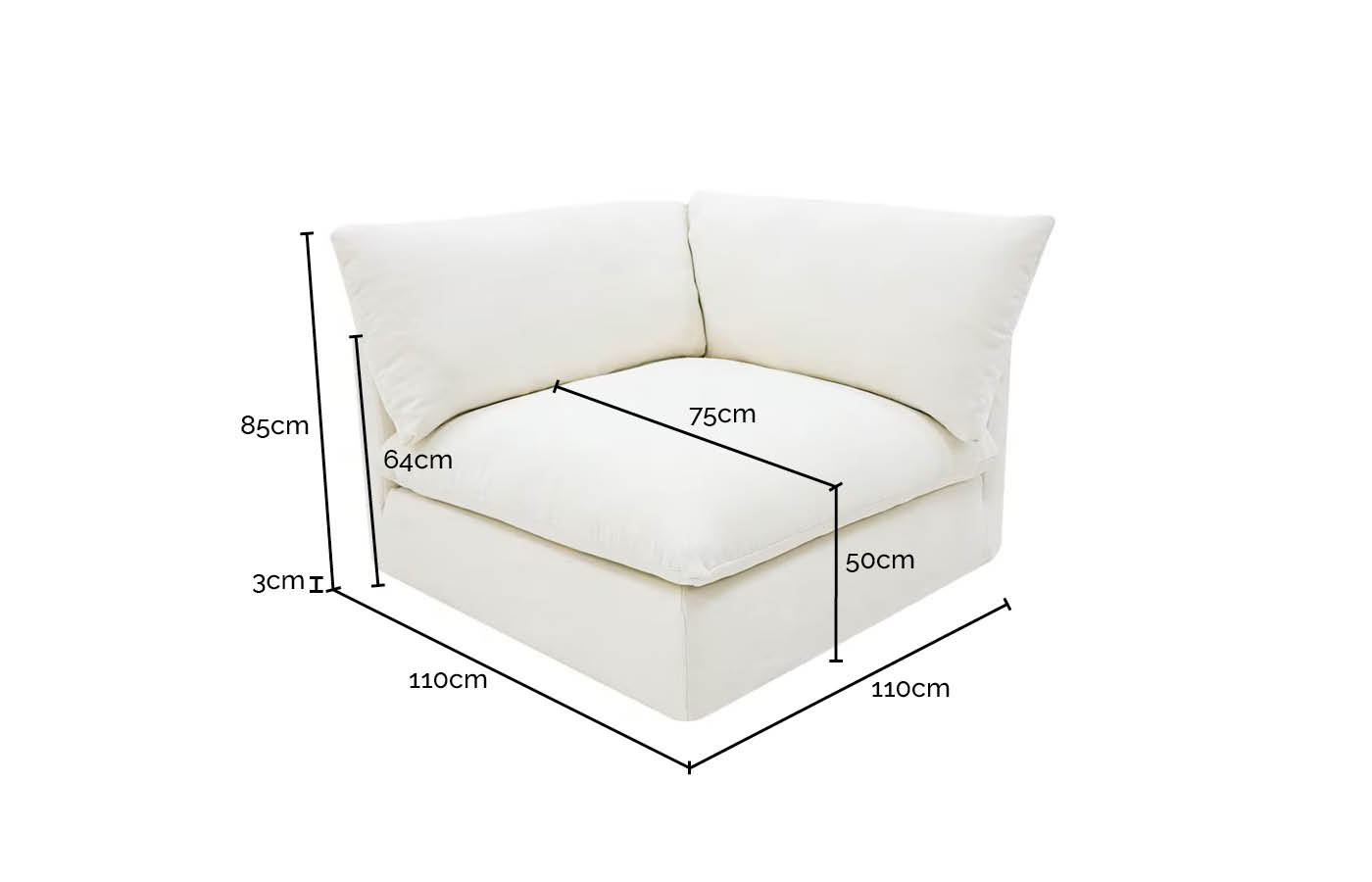 Willow California Charcoal Corner Sofa Module color California Charcoal