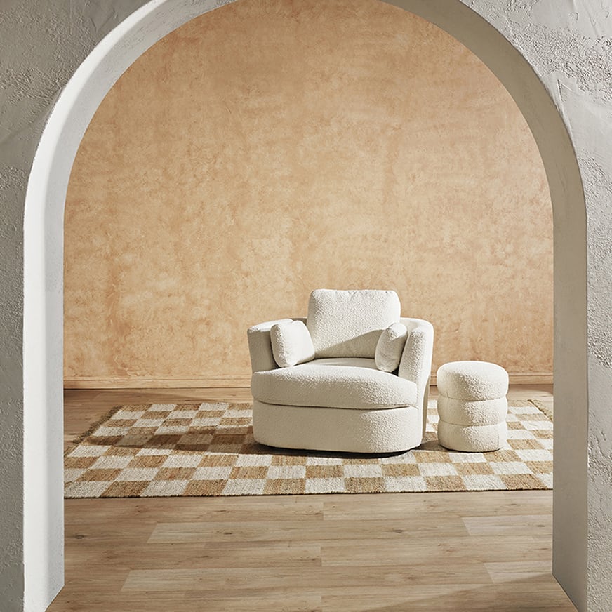 Lax Swivel Chair Boucle Ivory color Boucle Ivory