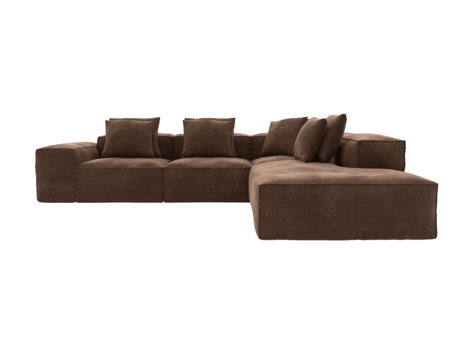 Riley Muse Chocolate 5 Seater Terminal Right Corner Modular Sofa color Muse Chocolate