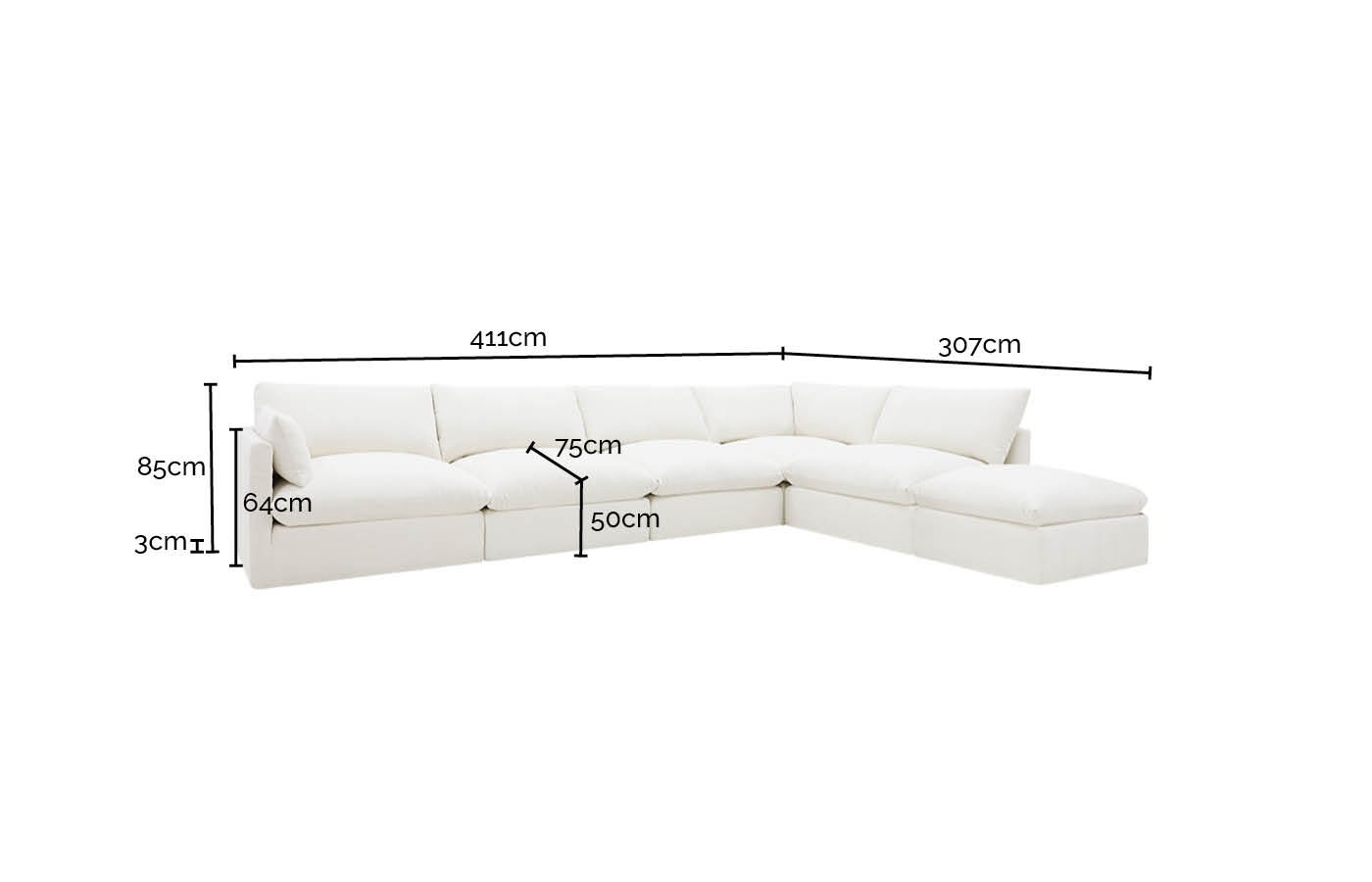 Willow Muse Rust Modular Sofa - 6 Seater RAF Terminal color Muse Rust