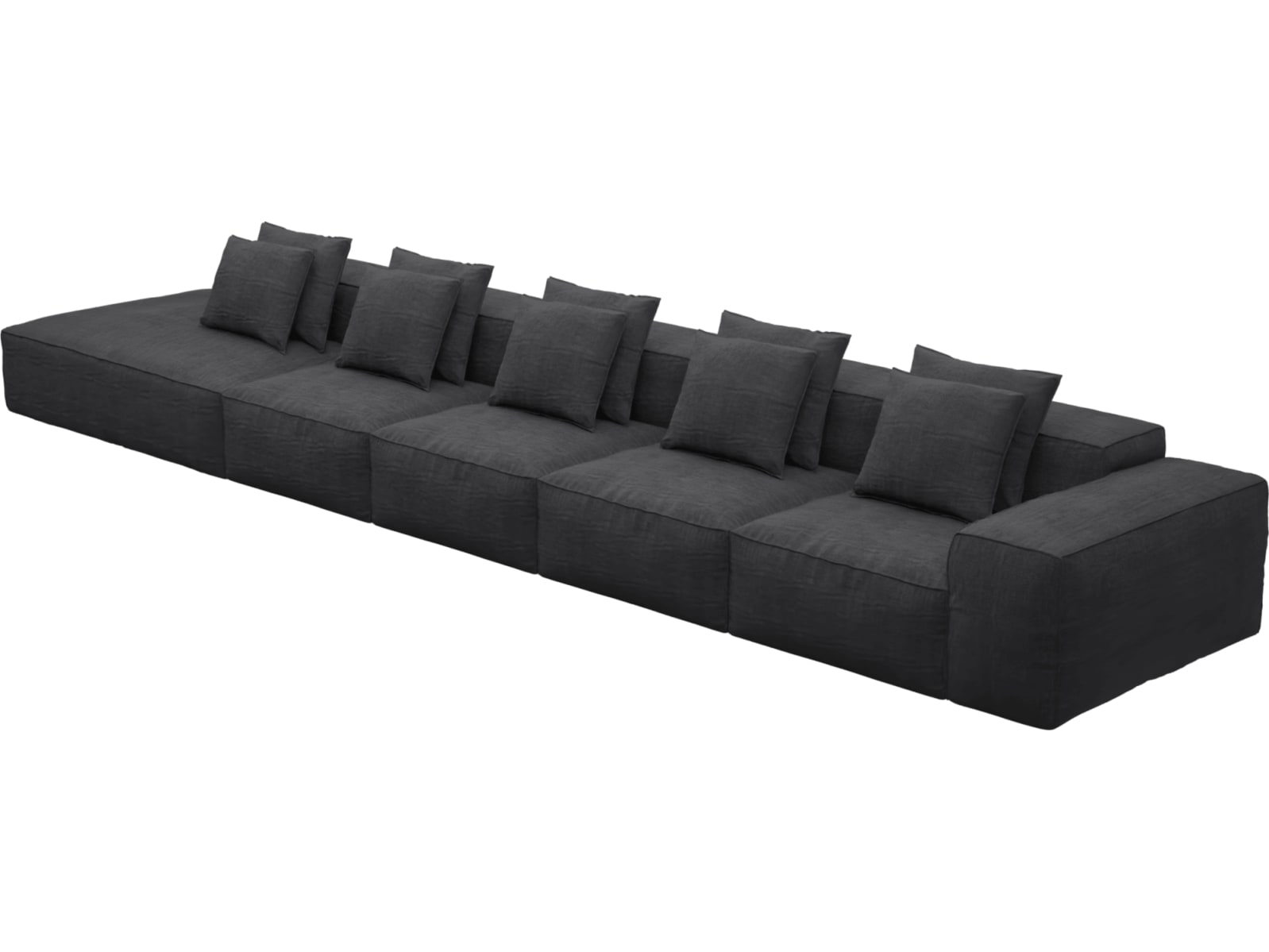 Riley Plaza Flint Grey Modular Sofa - 1x Arm, 4x Armless, 1x Left Terminal color Plaza Flint Grey