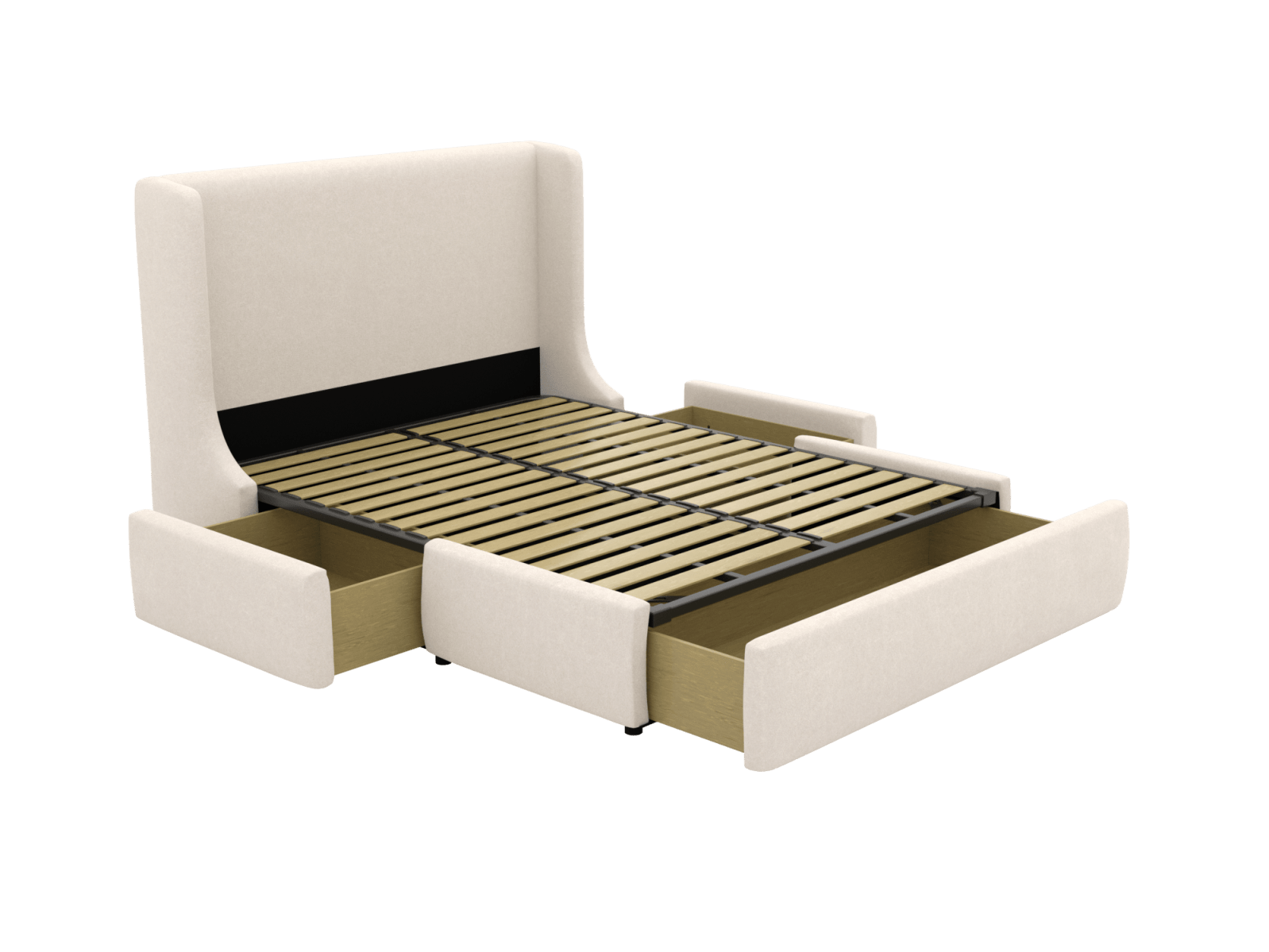 Lucy Drawer Bed View Cream color View Cream