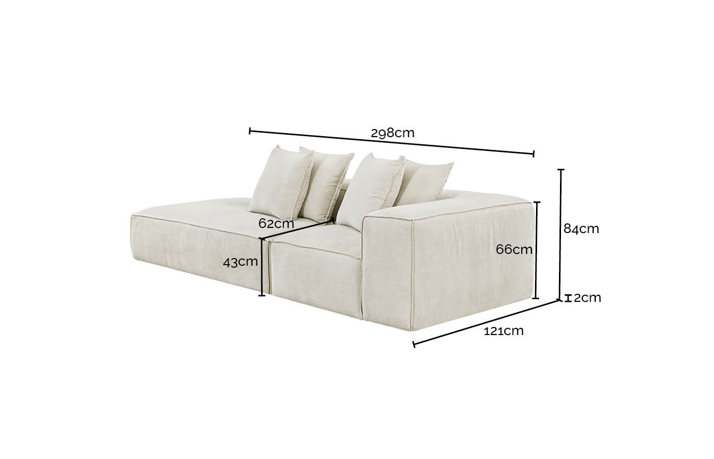 Riley Boucle Ivory 3 Seater Terminal Left Modular Sofa color Boucle Ivory
