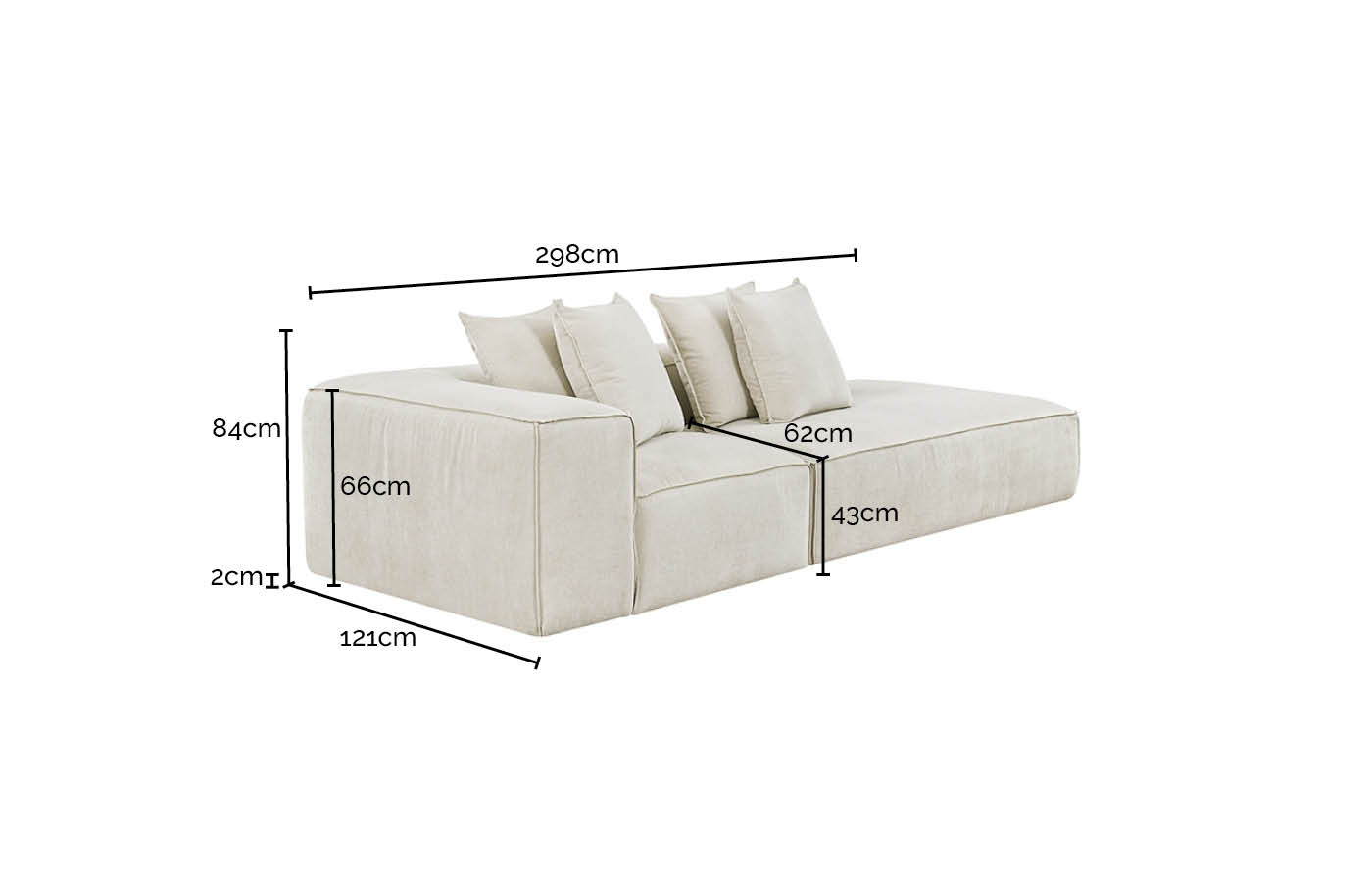 Riley Noa Fog 3 Seater Terminal Right Modular Sofa color Noa Fog