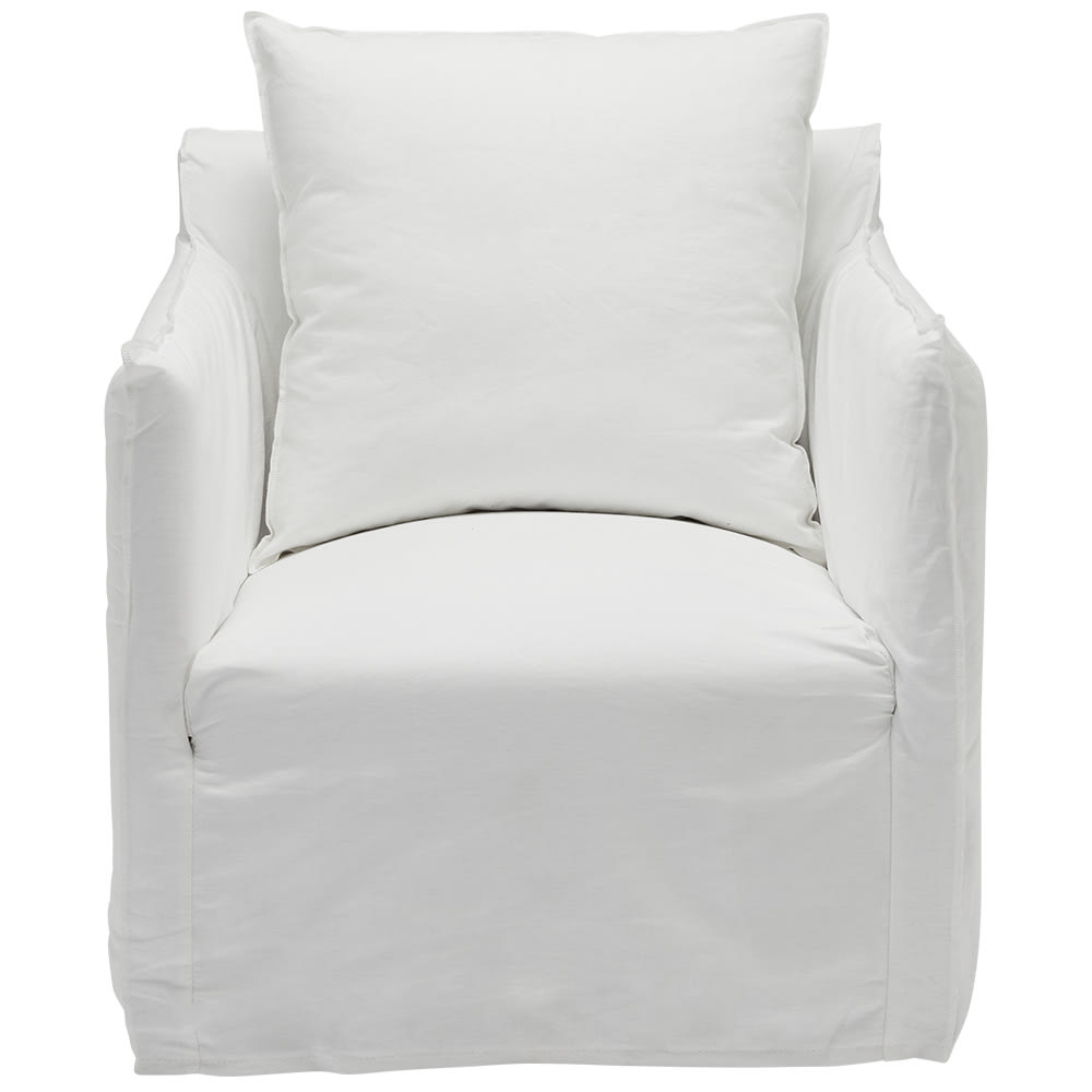 Como Linen Occasional Chair Pure White - 1 Seater color Linen Pure White