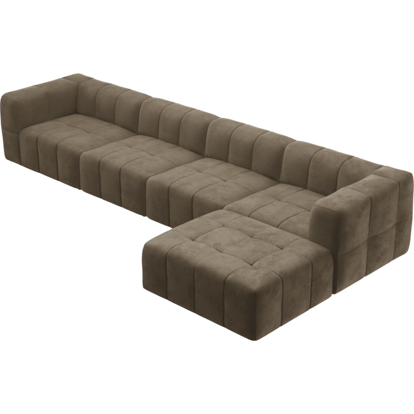 Lucello Tribute Walnut Modular Sofa with Ottoman - 5 Piece color Tribute Walnut