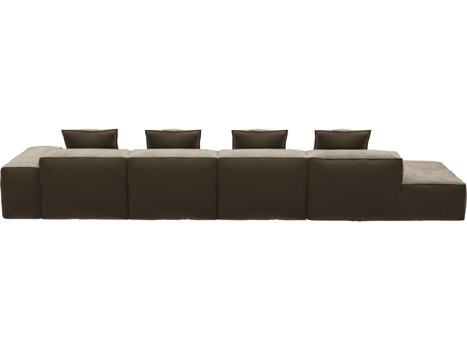 Riley Tribute Walnut Modular Sofa - 1x Arm, 3x Armless, 1x Left Terminal color Tribute Walnut